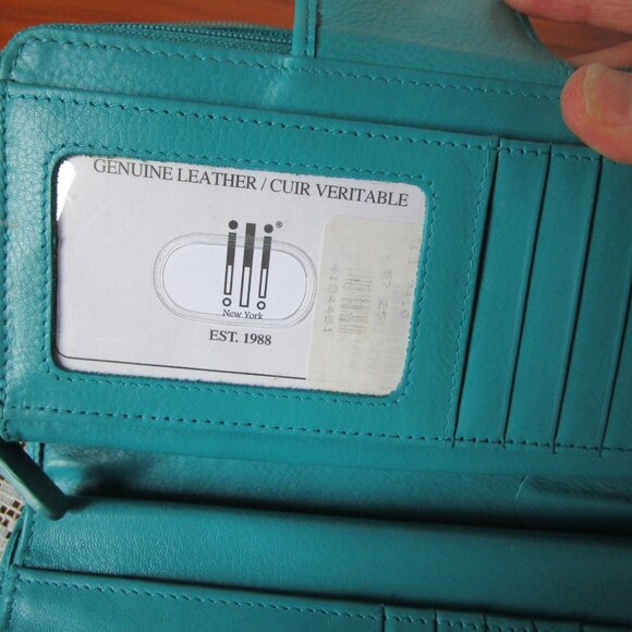 Turquise blue leather wallet, multiple sections, RFID blocking. New condition - Picture 12 of 13